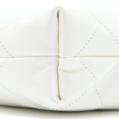 Chanel Mini 22 Bag Shiny Calfskin White Brushed  (Microchip)