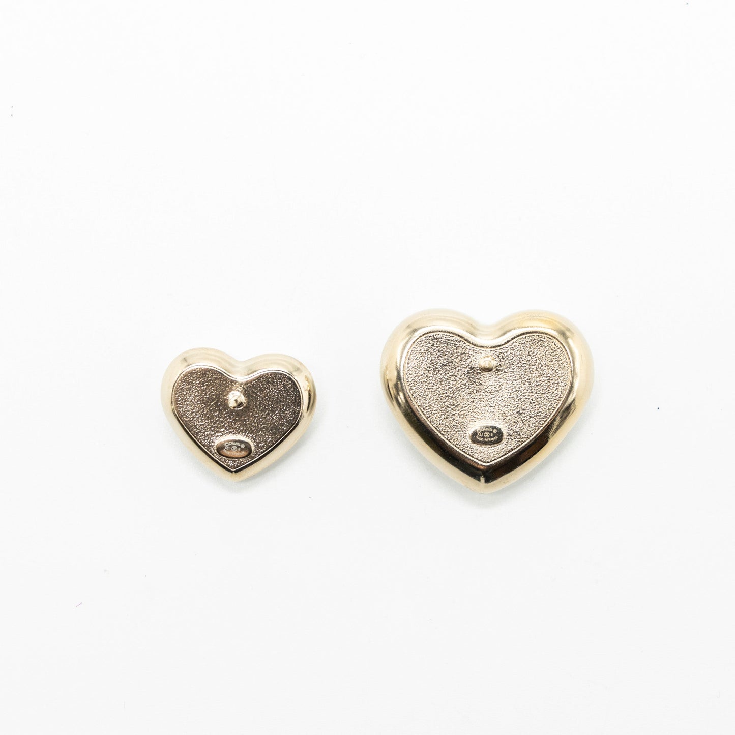 Chanel 21K 2 Pins Ivory Heart Brooch Pearl/Crystal L