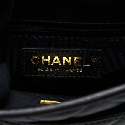 Chanel 22K Top Handle Messenger Bag Caviar Black Brushed (Microchip)