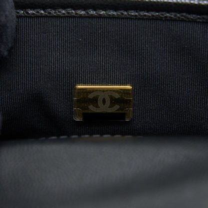 Chanel 22K Top Handle Messenger Bag Caviar Black Brushed (Microchip)