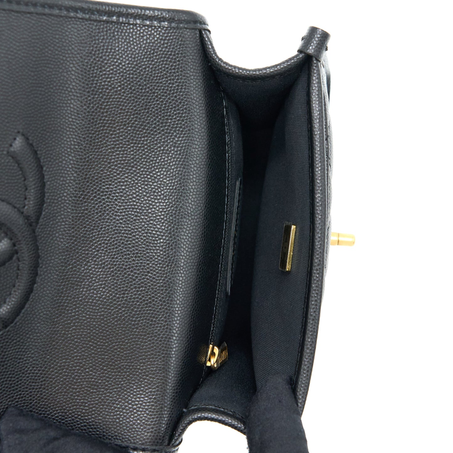 Chanel 22K Top Handle Messenger Bag Caviar Black Brushed (Microchip)