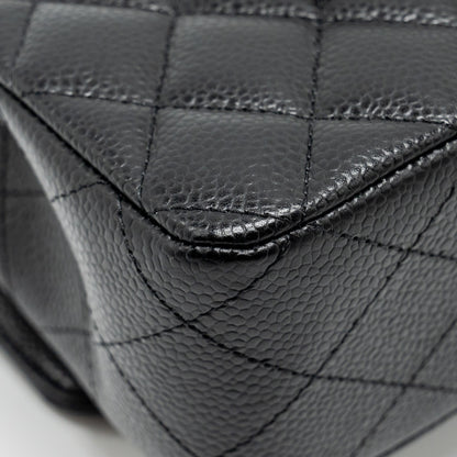 Chanel medium classic double flap bag Caviar Black