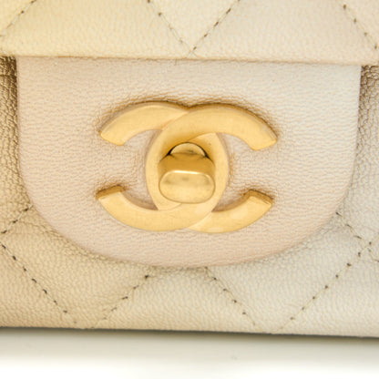 Chanel 22C MIni Rectangular Flag Bag Goatskin Ombre Beige Brushed  (Microchip)