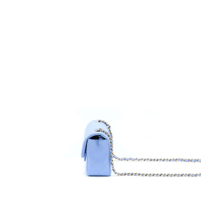 Chanel Mini Rectangular Flap Bag Lambskin Blue L