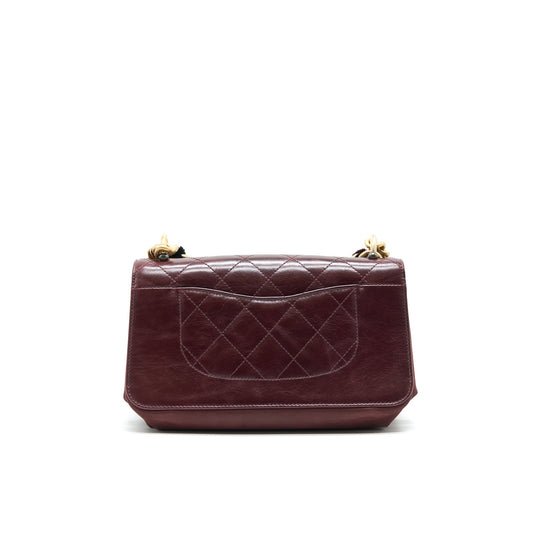 Chanel Seasonal Flap Bag Calfskin / Suede Leather Burgundy