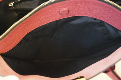 Burberry Dewsbury Red Leather Medium Check Tote Bag