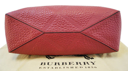 Burberry Dewsbury Red Leather Medium Check Tote Bag