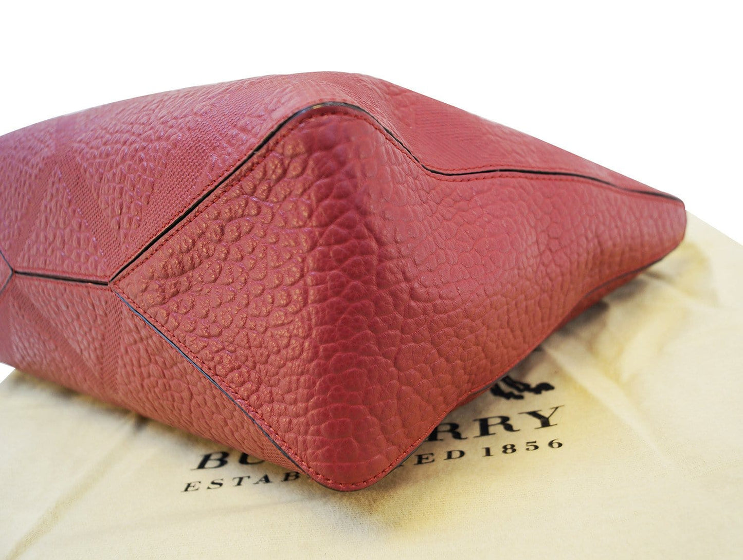 Burberry Dewsbury Red Leather Medium Check Tote Bag