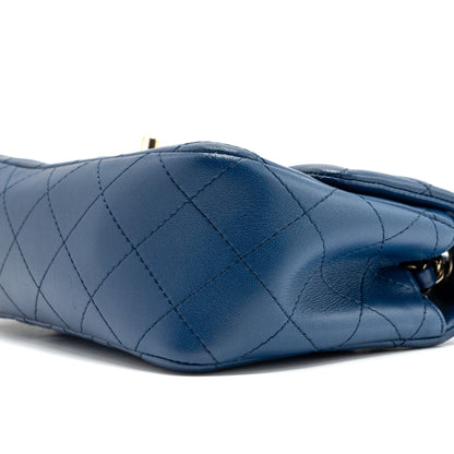 Chanel mini rectangular flap bag lambskin Blue L