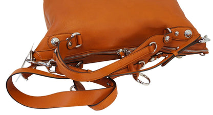 GUCCI Orange Pebbled Leather Icon Bit Large Hobo Bag