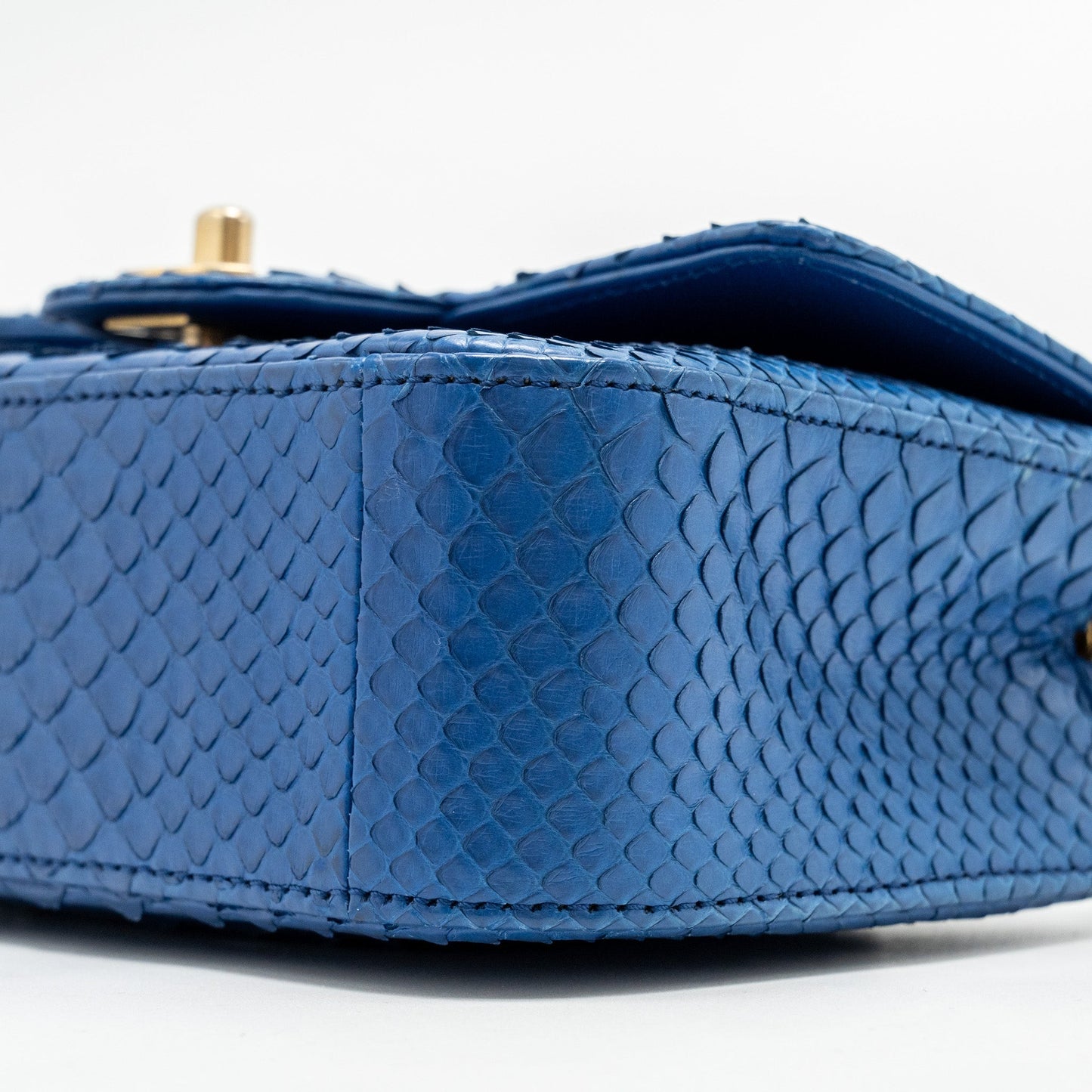Chanel Mini Rectangular Flap Bag Python Blue