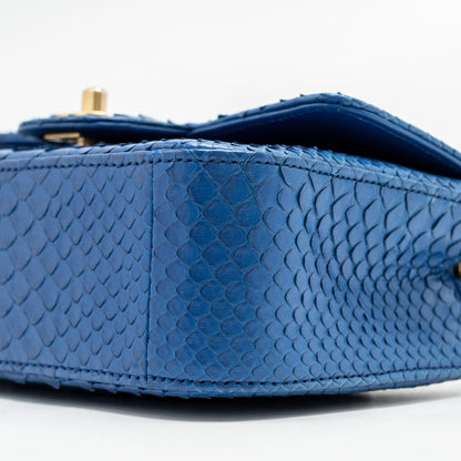 Chanel Mini Rectangular Flap Bag Python Blue