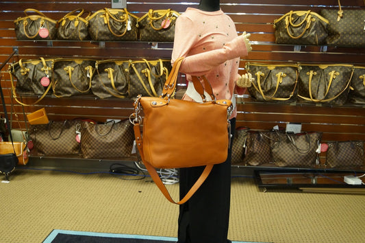 GUCCI Orange Pebbled Leather Icon Bit Large Hobo Bag