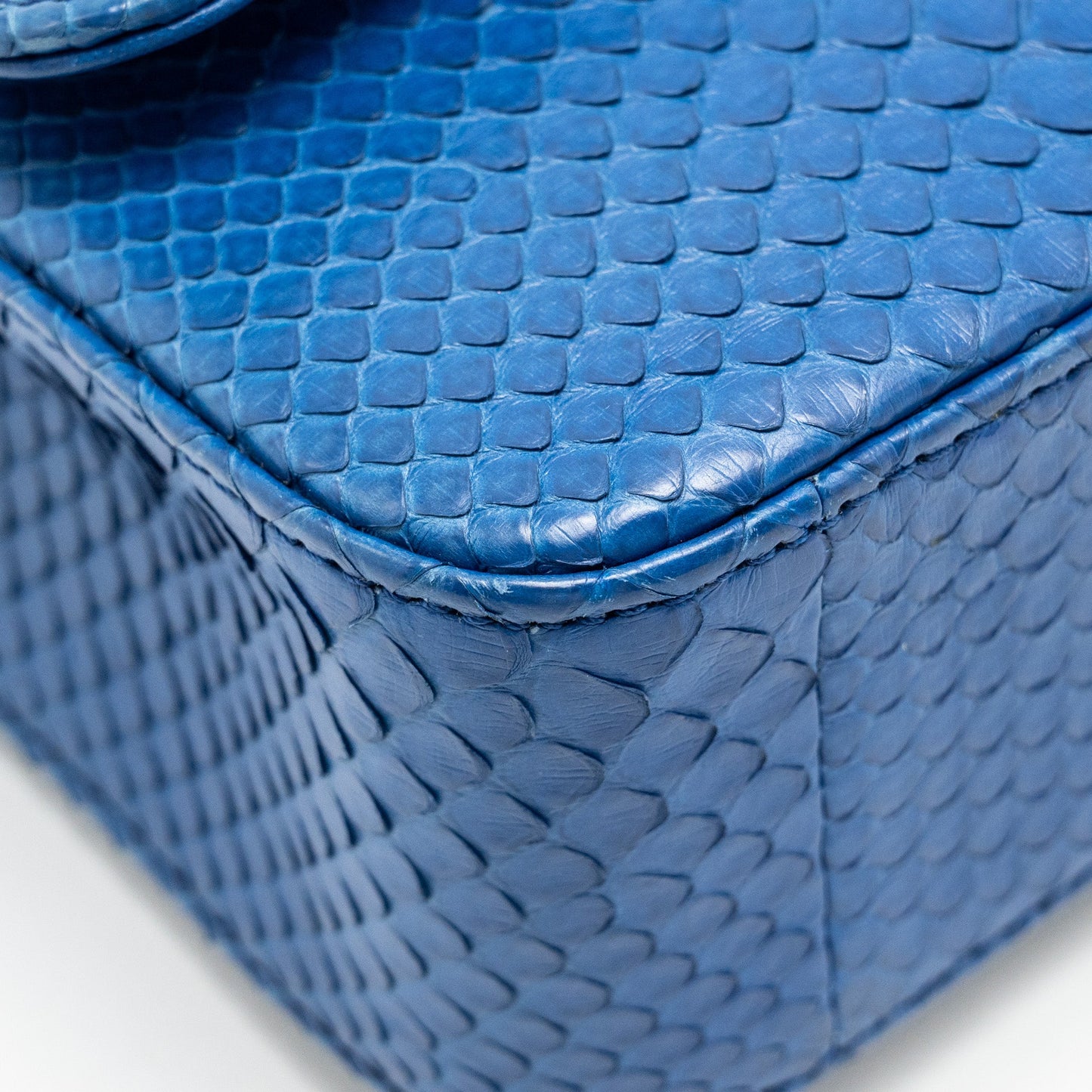 Chanel Mini Rectangular Flap Bag Python Blue
