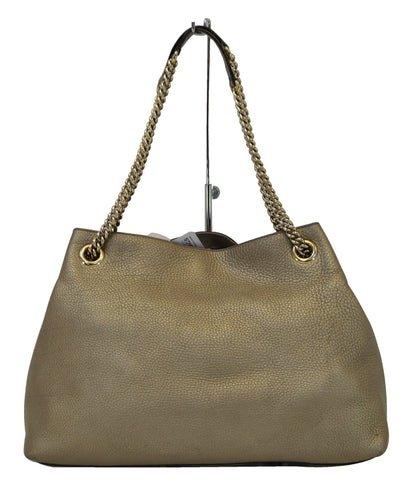 GUCCI Gold Pebbled Leather Soho Chain Tote Bag