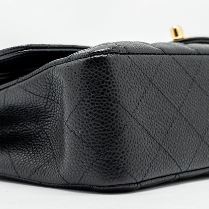 Chanel medium classic double flap bag caviar Black