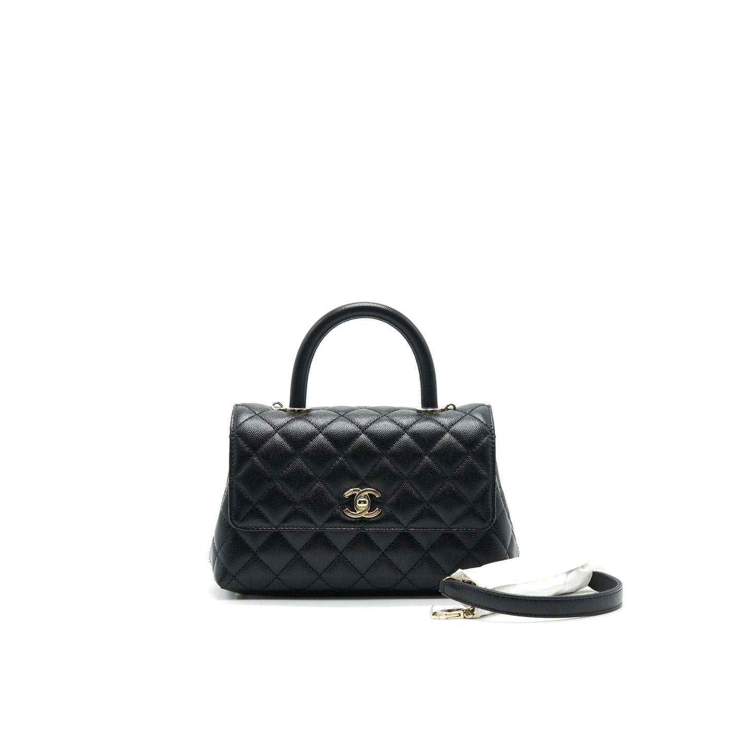 Chanel 21K Small Coco Handle 24cm Caviar Black L