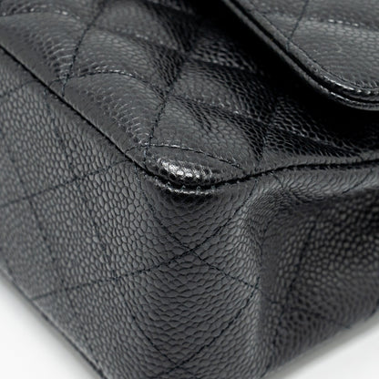 Chanel medium classic double flap bag caviar Black