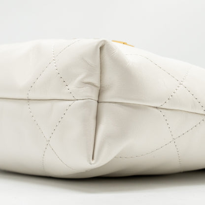 Chanel Mini 22 Bag Shiny Calfskin White  (Microchip)