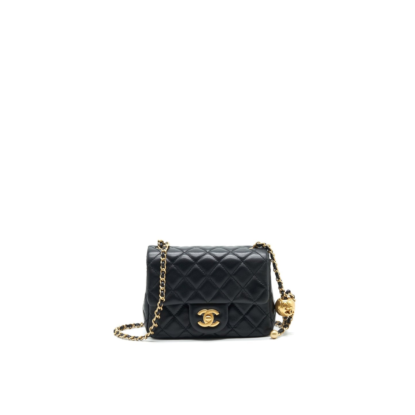 Chanel 21B Pearl Crush Mini Square Flap Bag Black