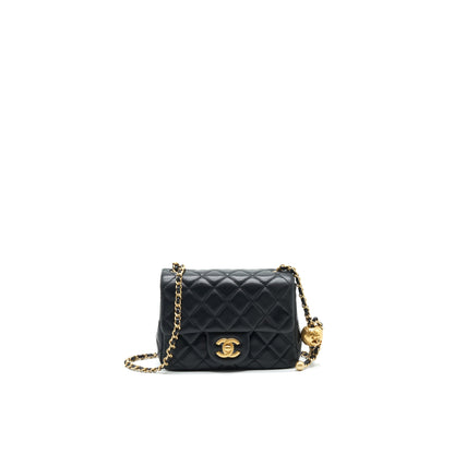 Chanel 21B pearl Crush Mini Square flap Bag Black