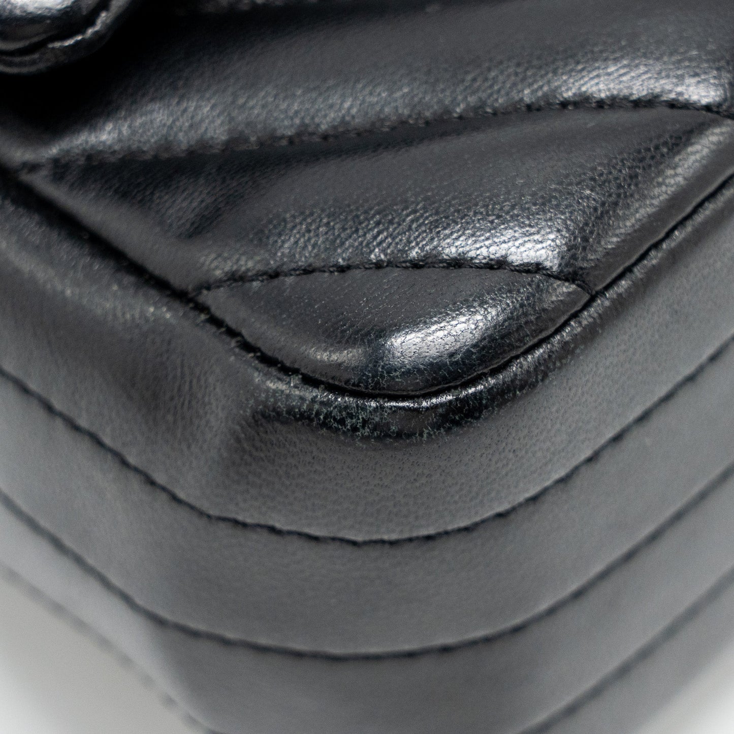 Chanel Mini Rectangular Flap Bag Chevron Lambskin Black L