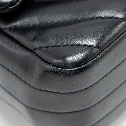 Chanel Mini Rectangular Flap Bag Chevron Lambskin Black L