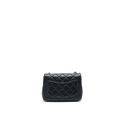 Chanel 22C Pearl Crush Mini Square Rectangular Flap Bag Black （Microchip)