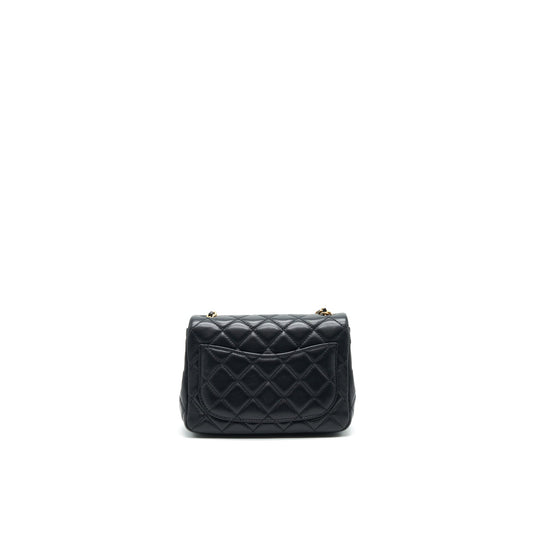 Chanel 21B pearl crush Square mini flap Bag black  (new version with microchip)