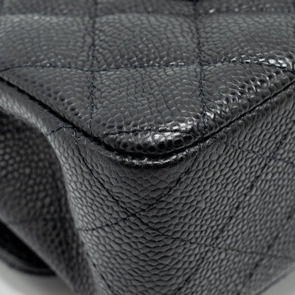 Chanel medium classic double flap bag caviar Black