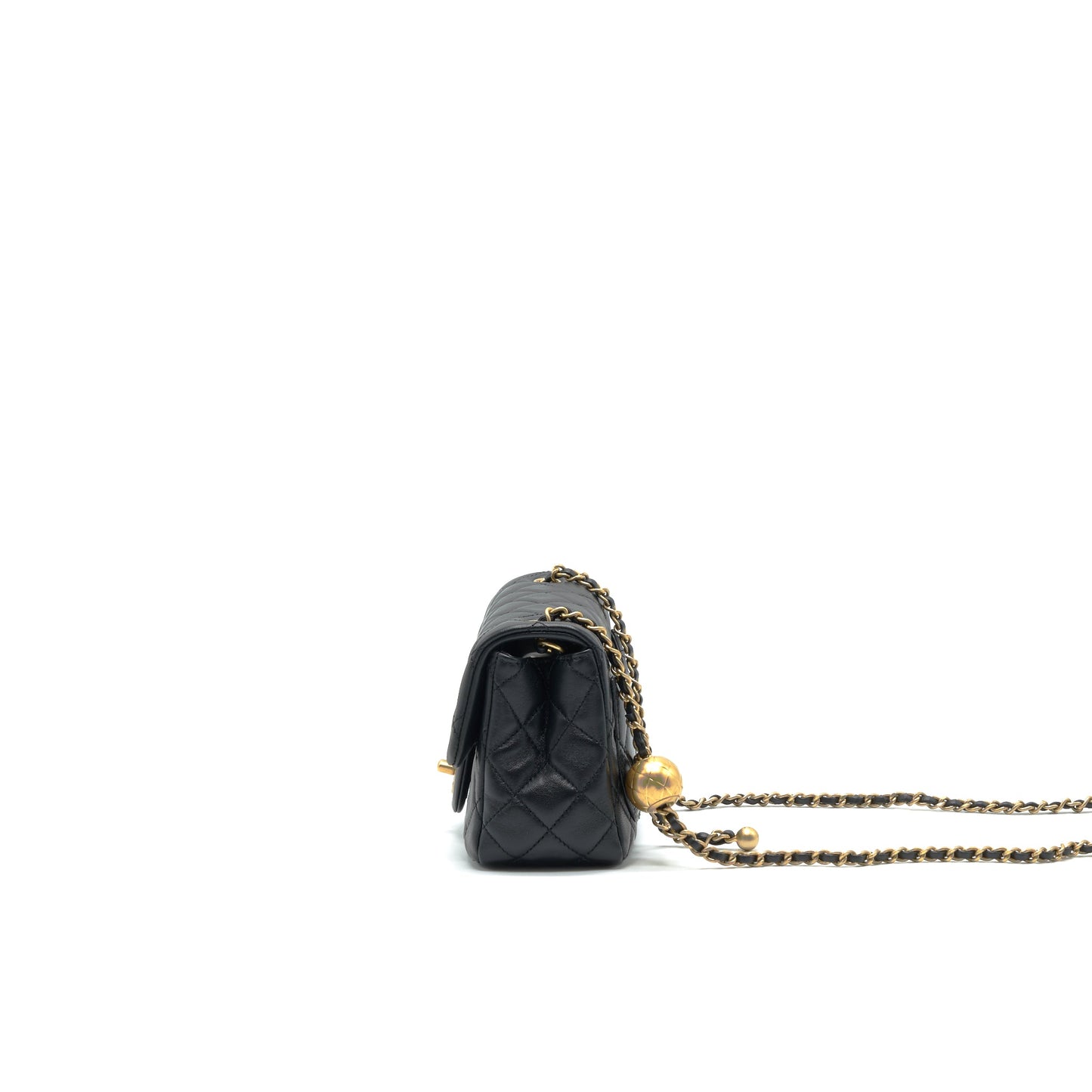 Chanel 21B pearl Crush Mini Square flap Bag Black