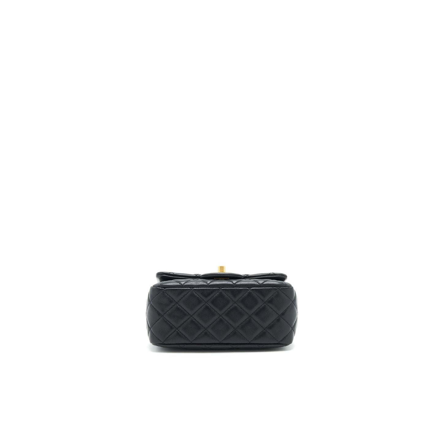 Chanel 22C Pearl Crush Mini Square Rectangular Flap Bag Black （Microchip)