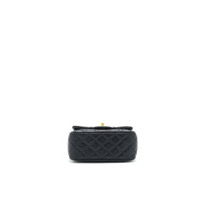 Chanel Pearl Crush Mini Square Flap Bag Lambskin Black