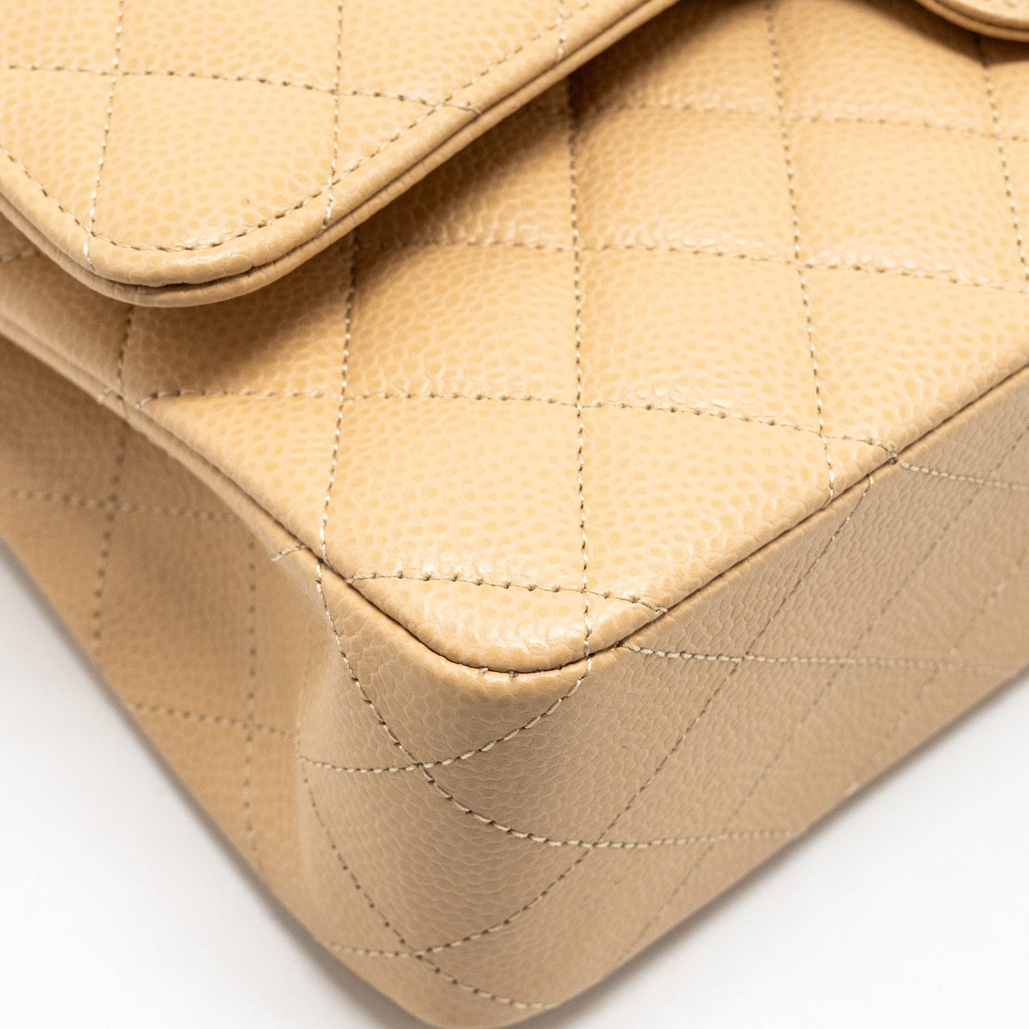 Chanel Medium Classic Double Flap Bag Caviar Beige  (Microchip)