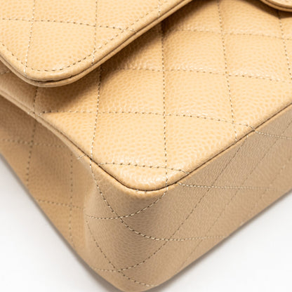 Chanel Medium Classic Double Flap Bag Caviar Beige  (Microchip)
