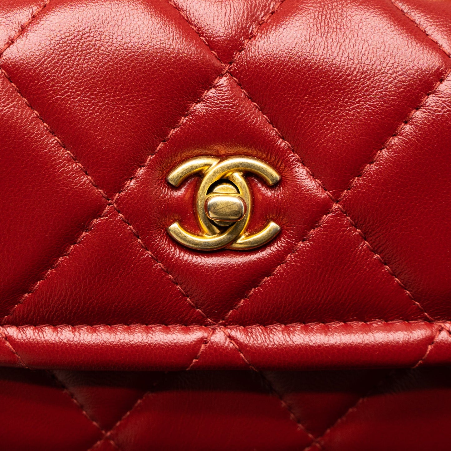 Chanel Quilted Mini Flap Belt Bag Lambskin Red Brushed