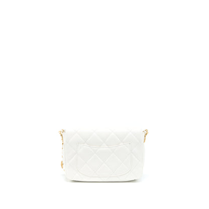 Chanel 22A Small Flap Bag Caviar White Brushed  (Microchip)