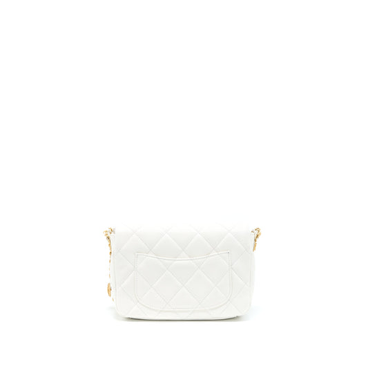 Chanel 22A Small Flap Bag Caviar White Brushed  (Microchip)