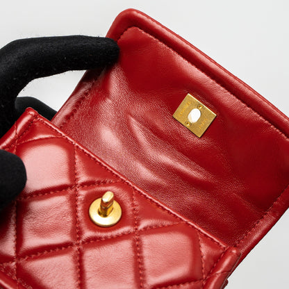 Chanel Quilted Mini Flap Belt Bag Lambskin Red Brushed