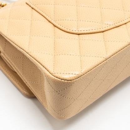 Chanel Medium Classic Double Flap Bag Caviar Beige  (Microchip)
