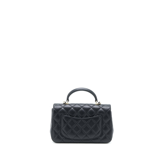 Chanel Top Handle Mini Rectangular Flap Bag Lambskin Black L (Microchip)
