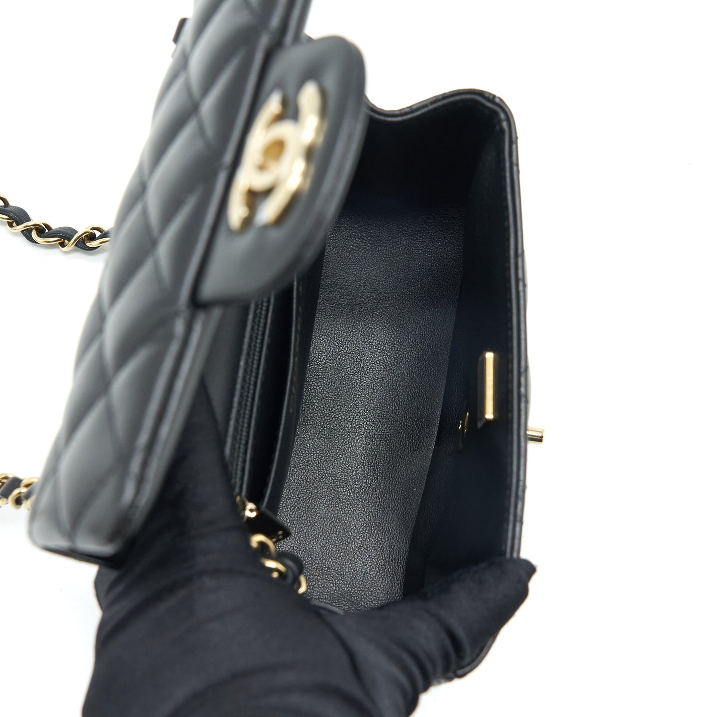 Chanel Mini Square Flap Bag Lambskin Black L
