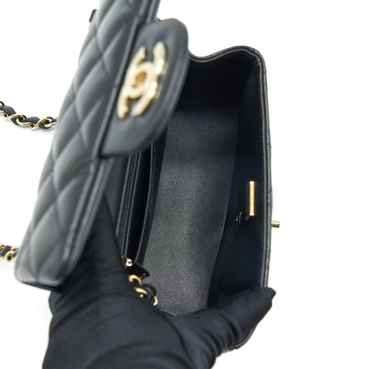 Chanel Mini Square Flap Bag Lambskin Black L