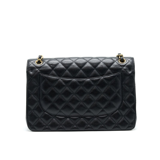CHANEL CLASSIC JUMBO DOUBLE FLAP BAG BLACK CAVIER