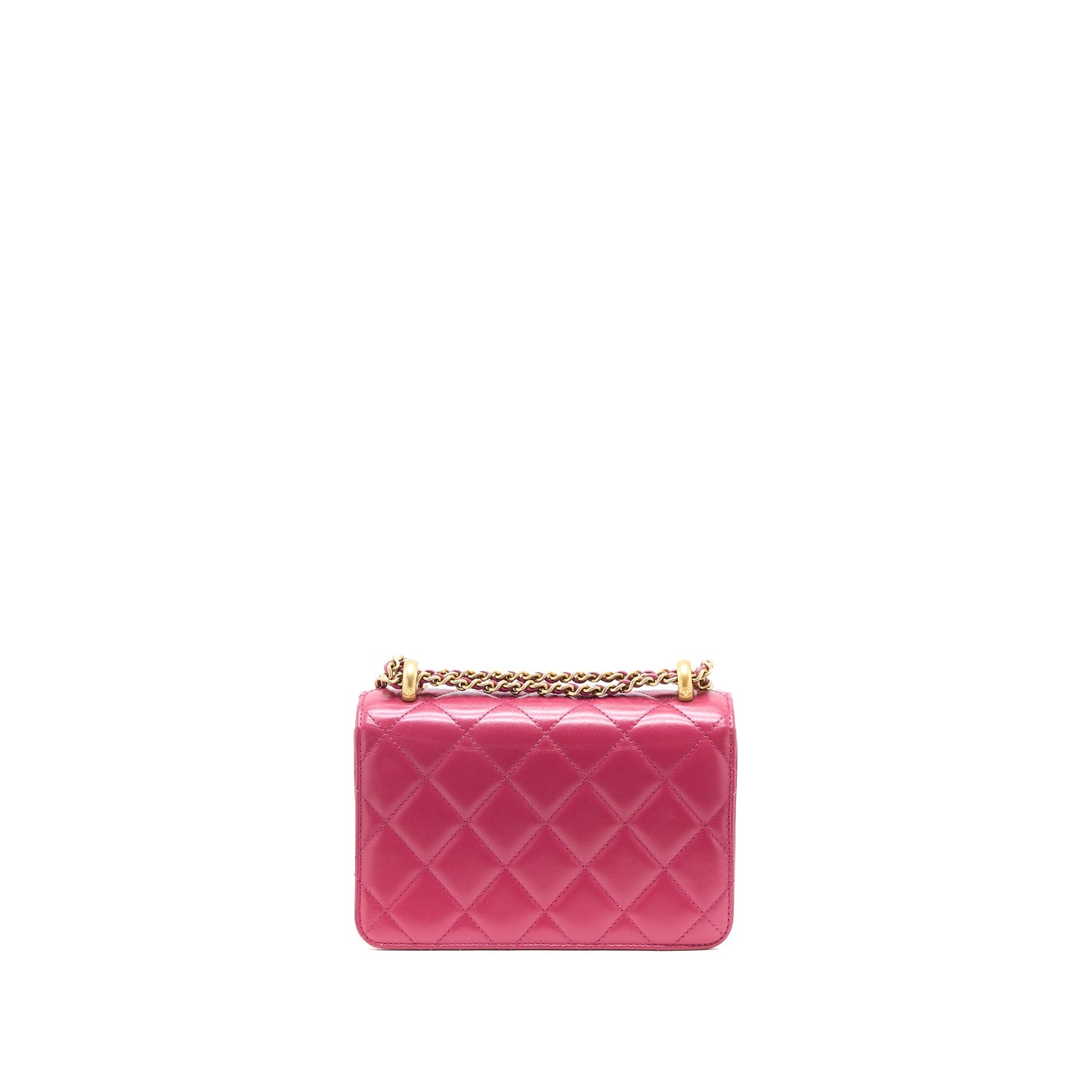 Chanel 21A Small Gold Crush Flap Bag Calfskin Raspberry Pink Brushed  (Microchip)
