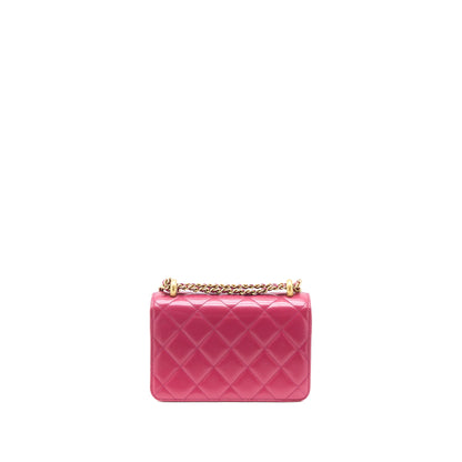 Chanel 21A Small Gold Crush Flap Bag Calfskin Raspberry Pink Brushed  (Microchip)