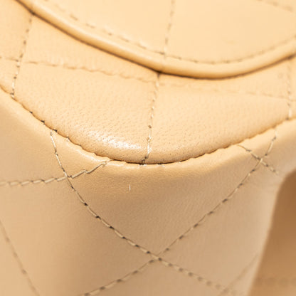 Chanel Mini Square Flap Bag Lambskin Beige L (Microchip)