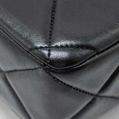 Chanel Quilted Mini Flap Bag with Detailed Chain Lambskin Black  (Microchip)