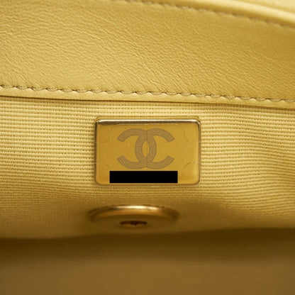 Chanel 22P New Mini Square Flap Bag Caviar Light Yellow Brushed