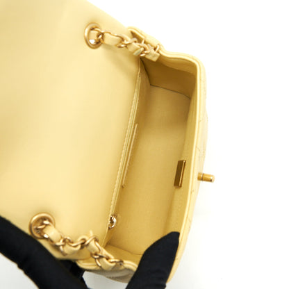 Chanel 22P New Mini Square Flap Bag Caviar Light Yellow Brushed